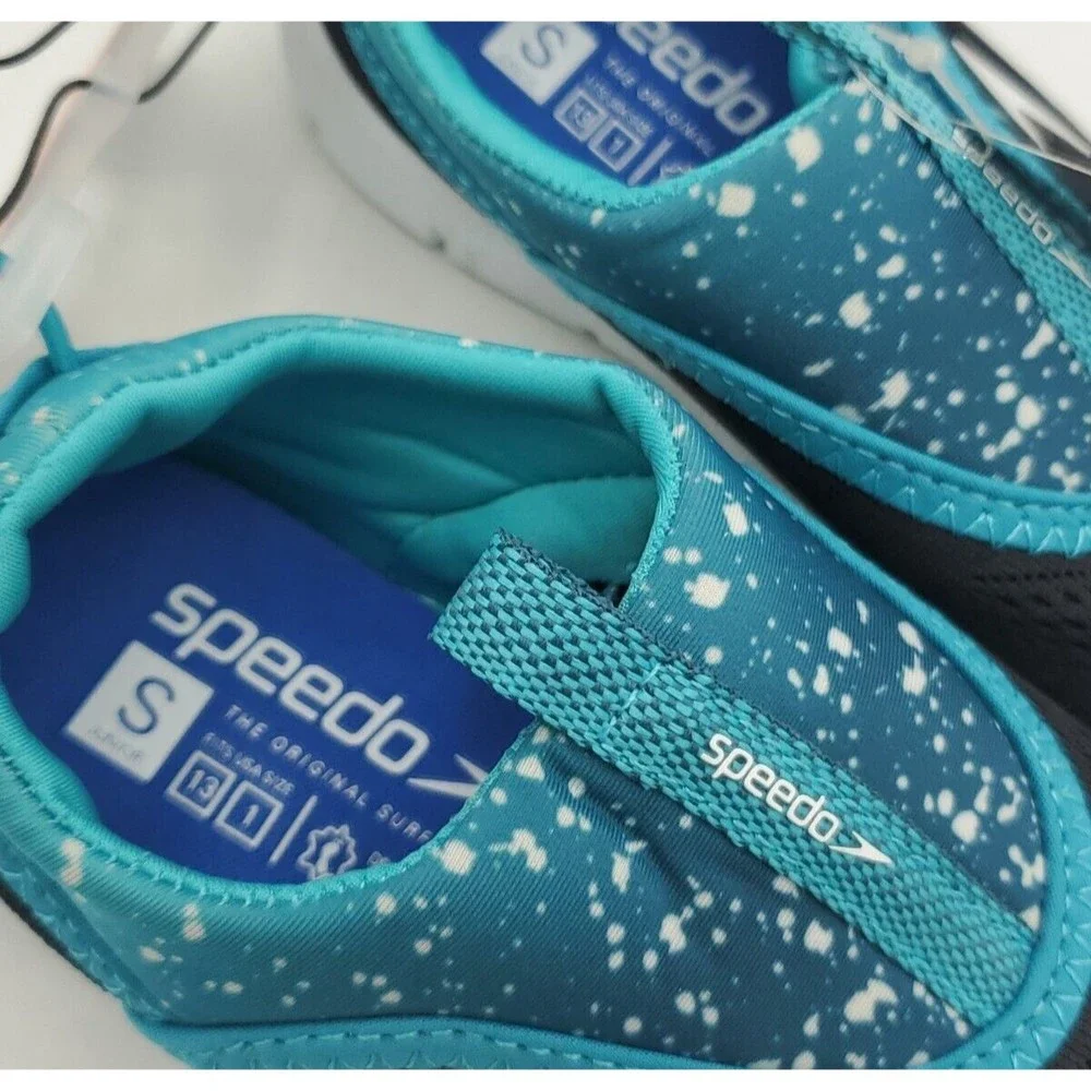 Speedo JUNIORS Girls Black Teal Aqua Skimmer Water Shoe Size Sm 13 - 1 New